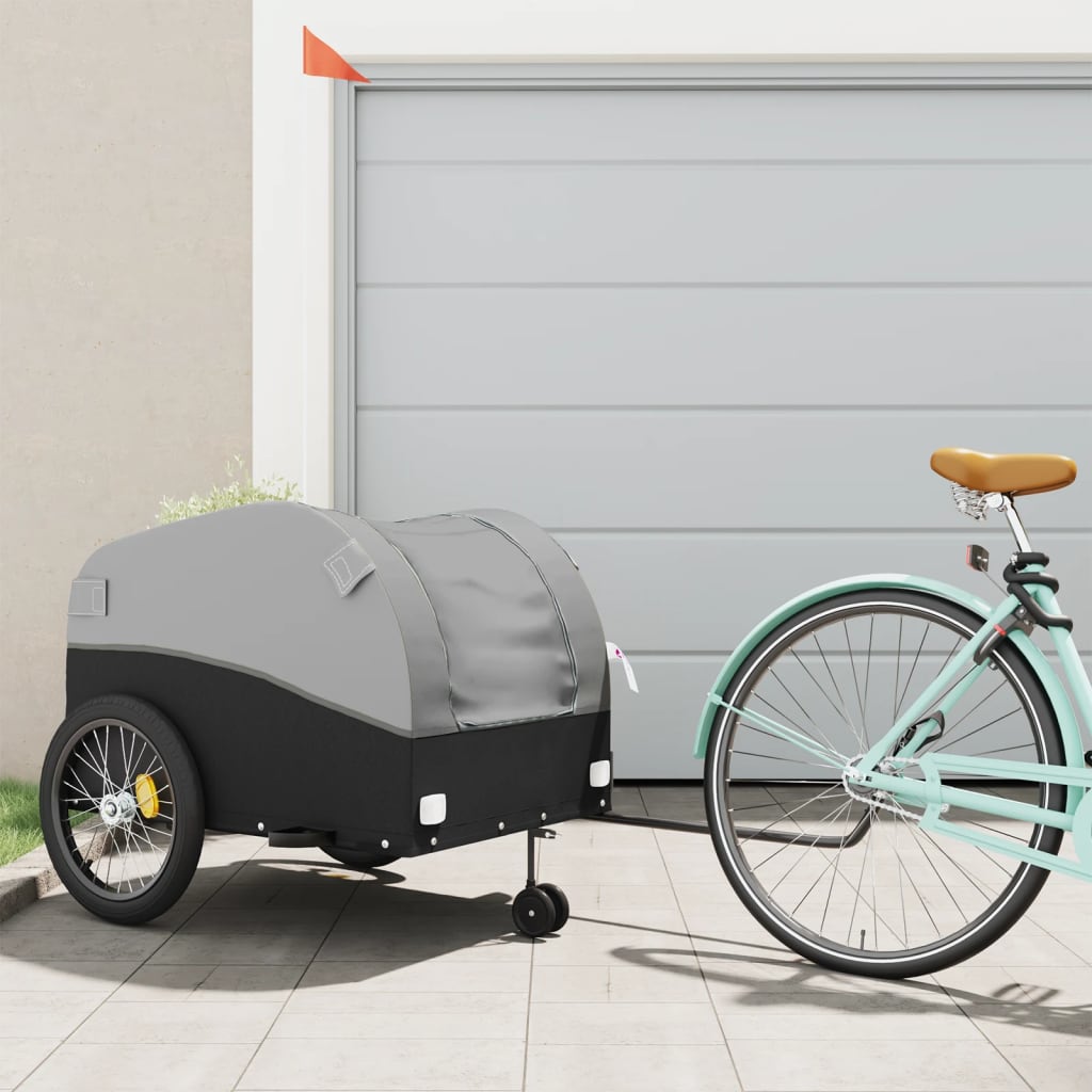 Fietstrailer 45 kg ijzer zwart en grijs