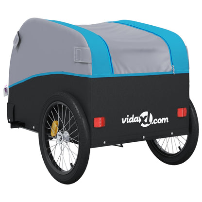 Fietstrailer 45 kg ijzer zwart en blauw