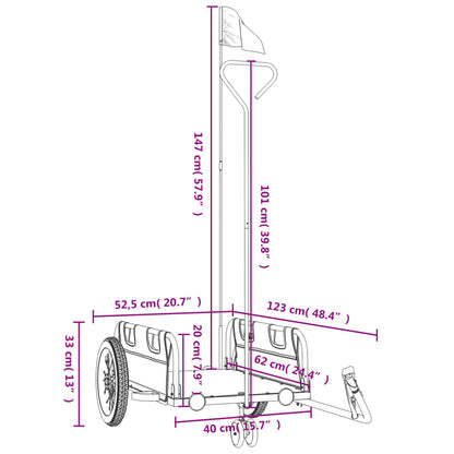 Fietstrailer oxford stof en ijzer rood