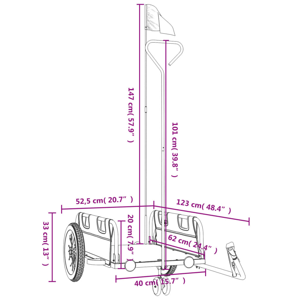 Fietstrailer oxford stof en ijzer groen