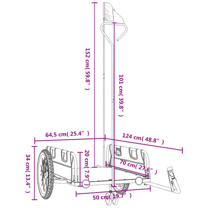 Fietstrailer oxford stof en ijzer rood