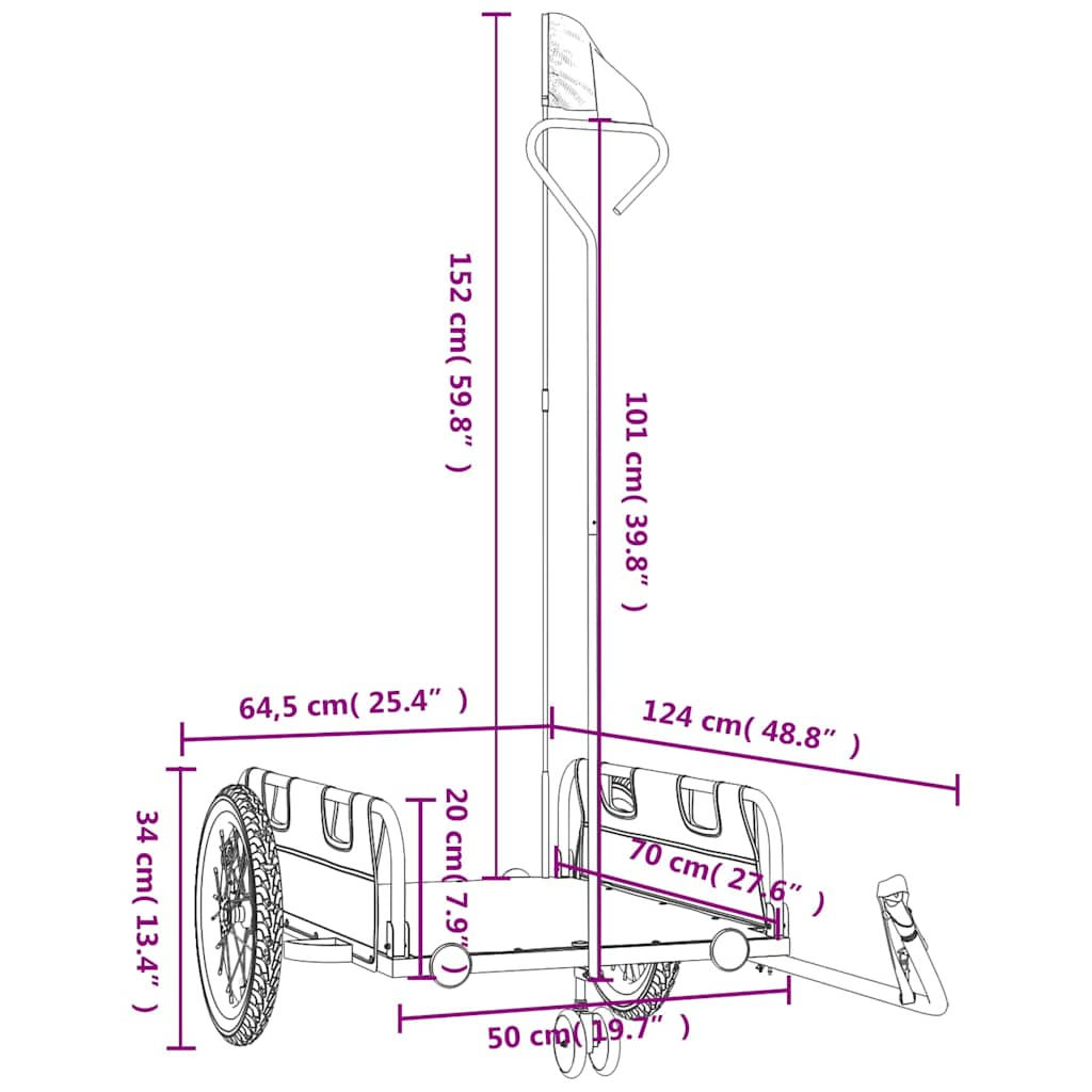 Fietstrailer oxford stof en ijzer blauw