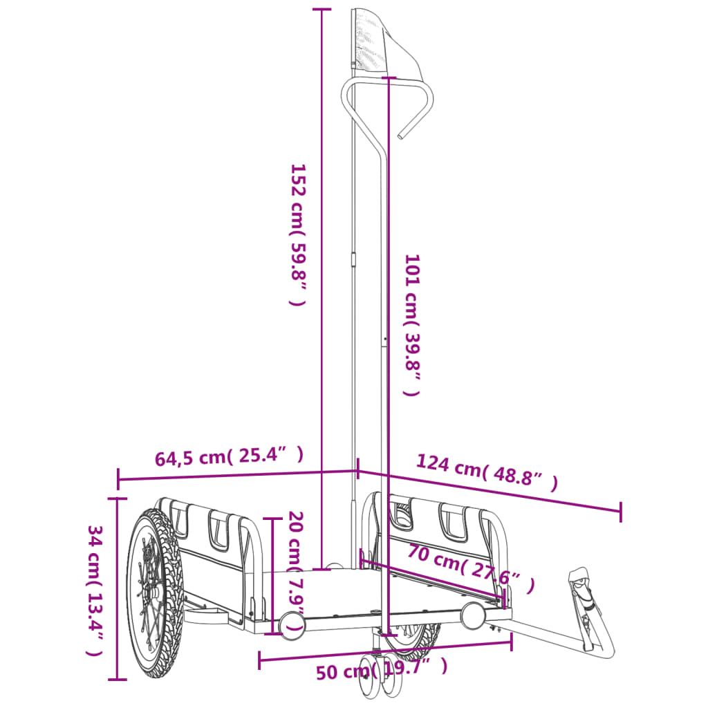 Fietstrailer oxford stof en ijzer groen