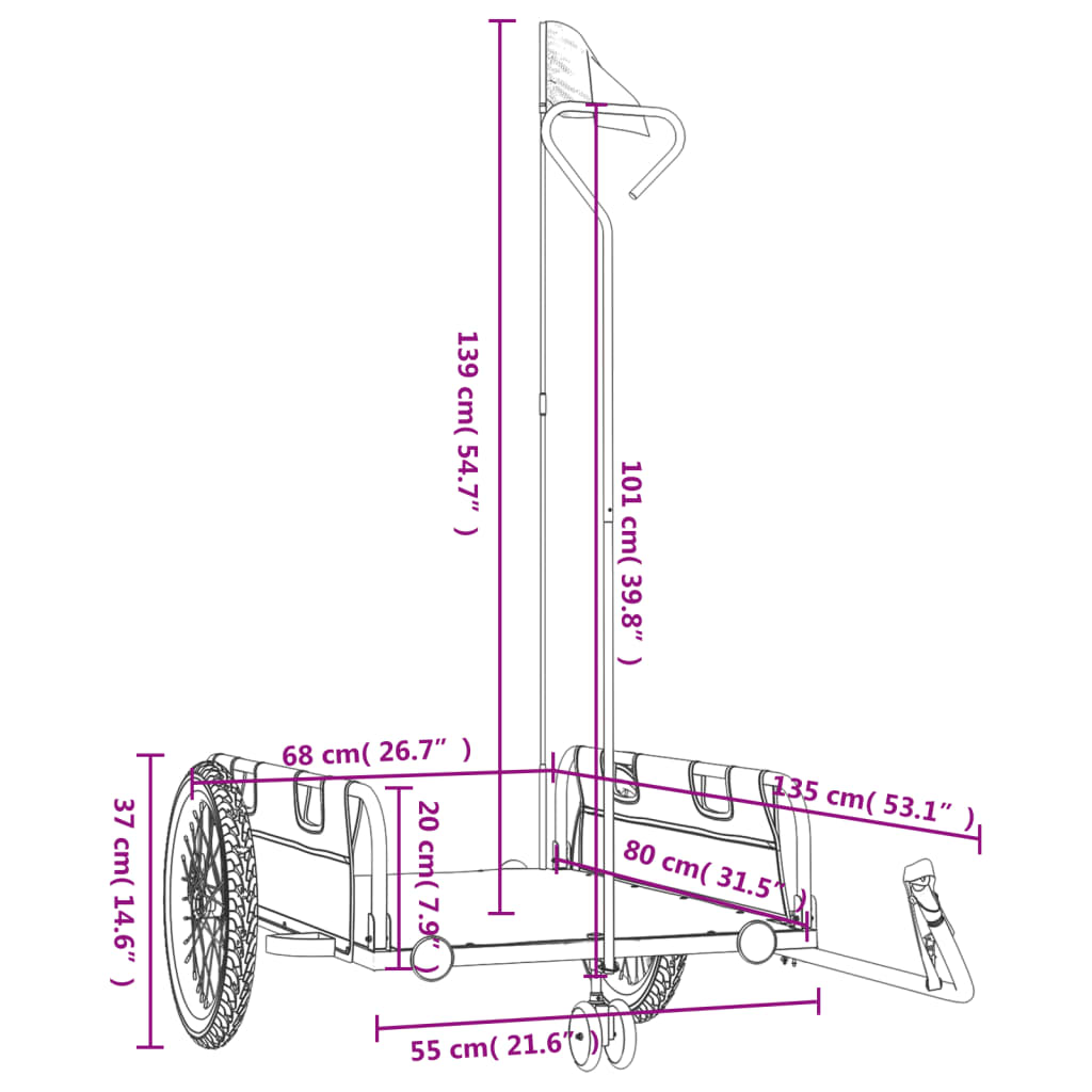 Fietstrailer oxford stof en ijzer zwart