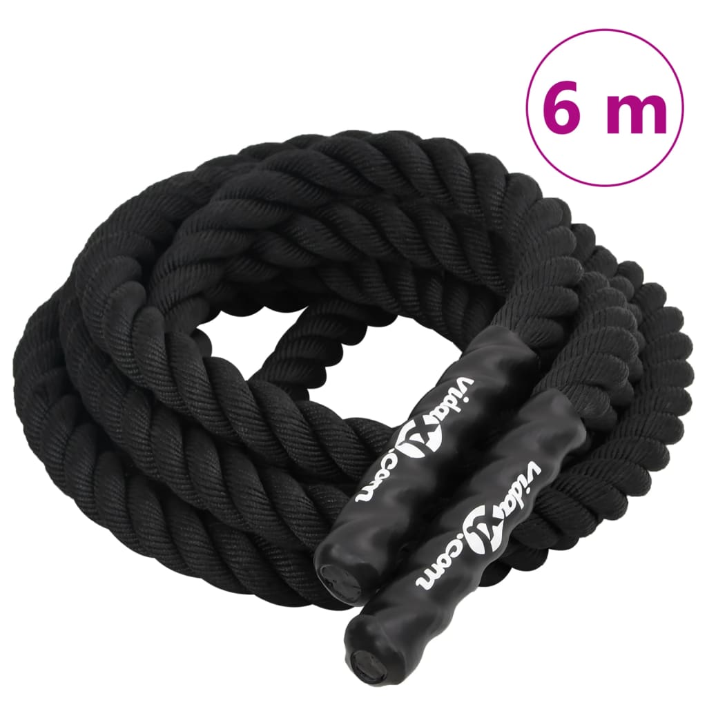 Battle rope 6 m 4,5 kg polyester zwart