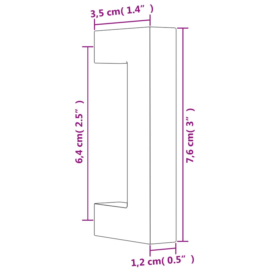 Handvatten 20 st 64 mm roestvrij staal zwart