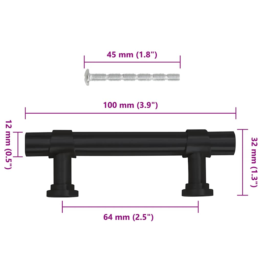 Handvatten 10 st 64 mm roestvrij staal zwart