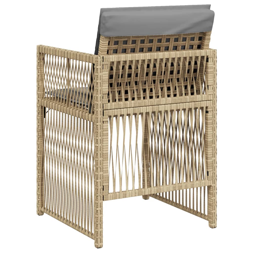 Tuinstoelen 4 st met kussens poly rattan gemengd beige