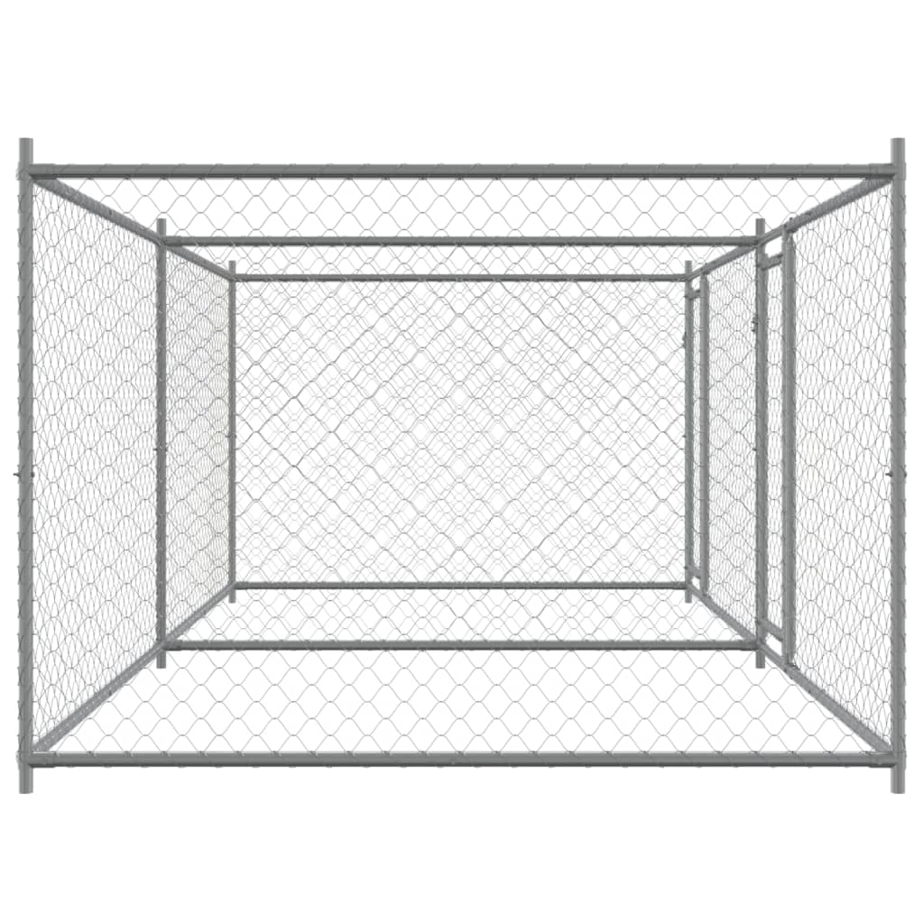 Hondenhok met deuren 4x2x1,5 m gegalvaniseerd staal grijs