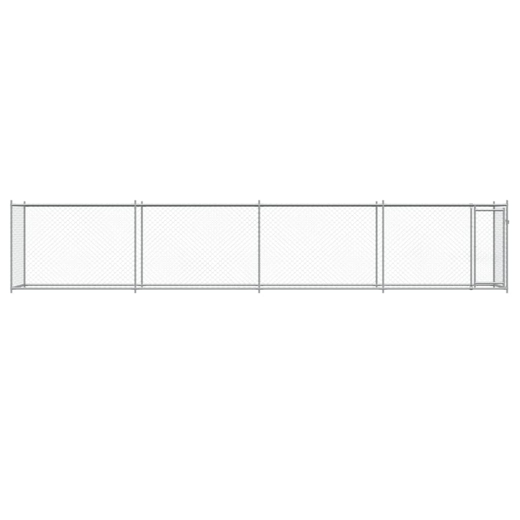 Hondenhok met deur 8x2x1,5 m gegalvaniseerd staal grijs