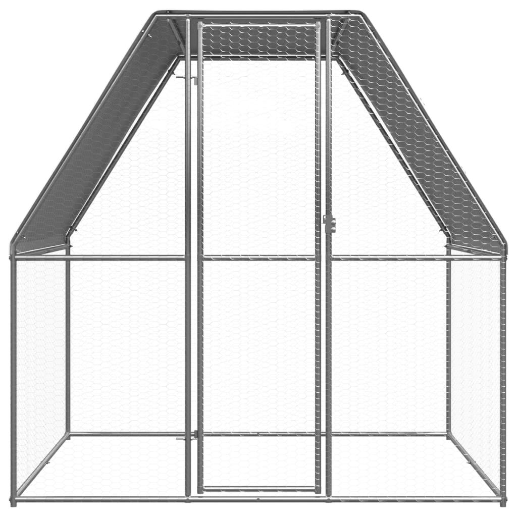 Kippenkooi 2x2x2 m gegalvaniseerd staal zilverkleurig en grijs