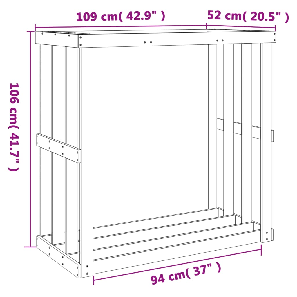 Houtblokhouder 108x52x106 cm massief grenenhout wasbruin