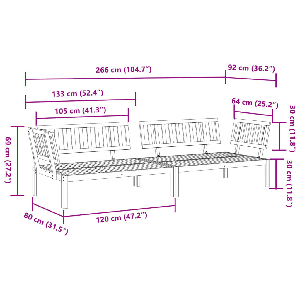 Tuinhoekbanken 2 st pallet massief acaciahout