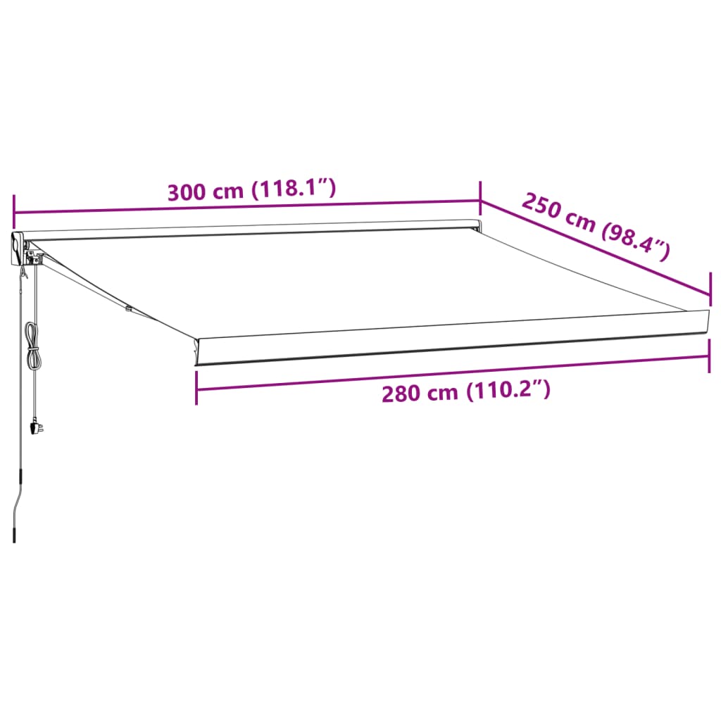 Luifel automatisch uittrekbaar 300x250 cm bordeauxrood