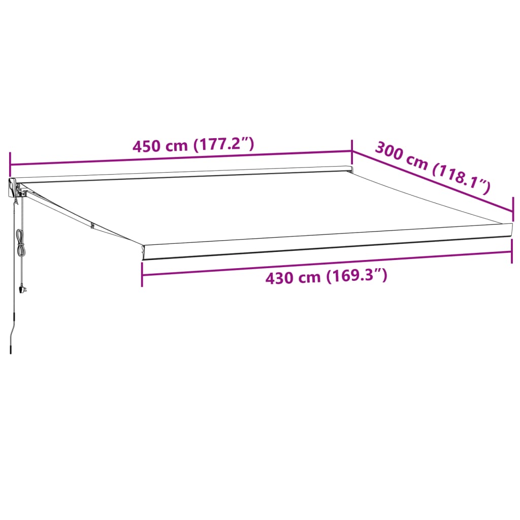 Luifel automatisch uittrekbaar 450x300 cm bordeauxrood