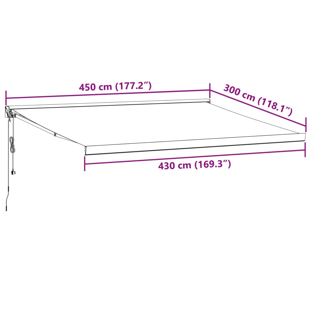 Luifel automatisch uittrekbaar 450x300 cm bruin