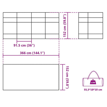 Windscherm camping waterdicht 366x152x152 cm oranje