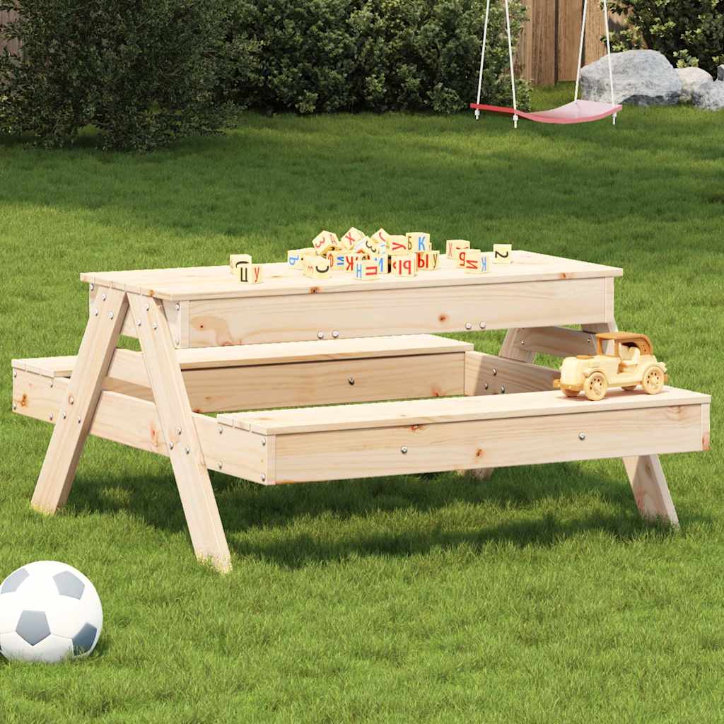 Picknicktafel met zandbak voor kinderen massief grenenhout