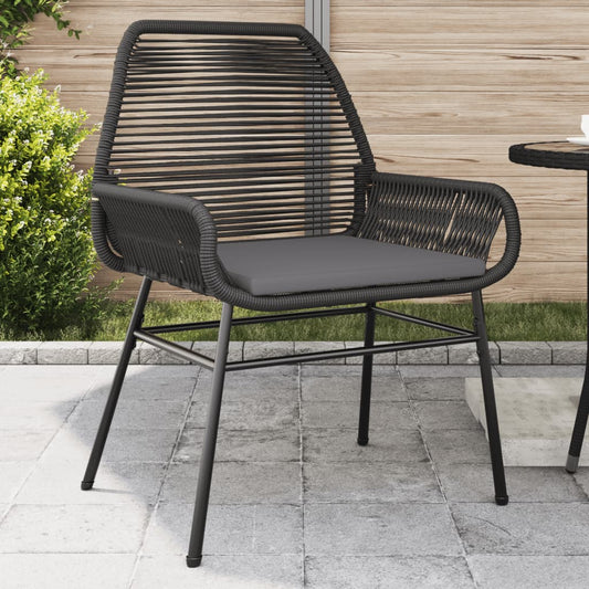 Tuinstoelen 2 st met kussens poly rattan zwart