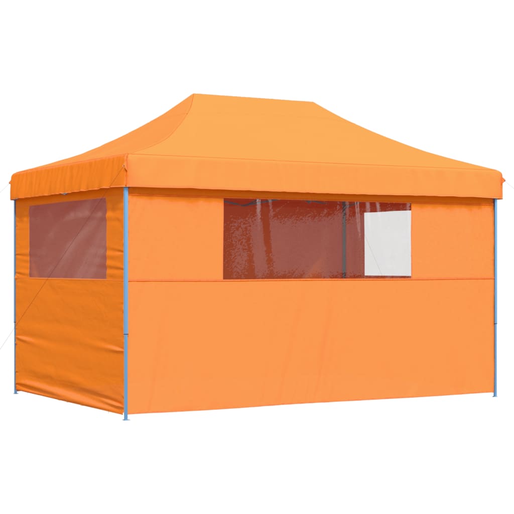 Partytent inklapbaar pop-up met 4 zijwanden oranje