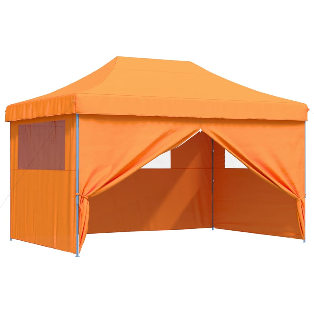 Partytent inklapbaar pop-up met 4 zijwanden oranje