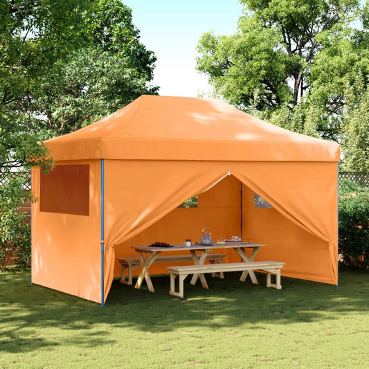 Partytent inklapbaar pop-up met 4 zijwanden oranje