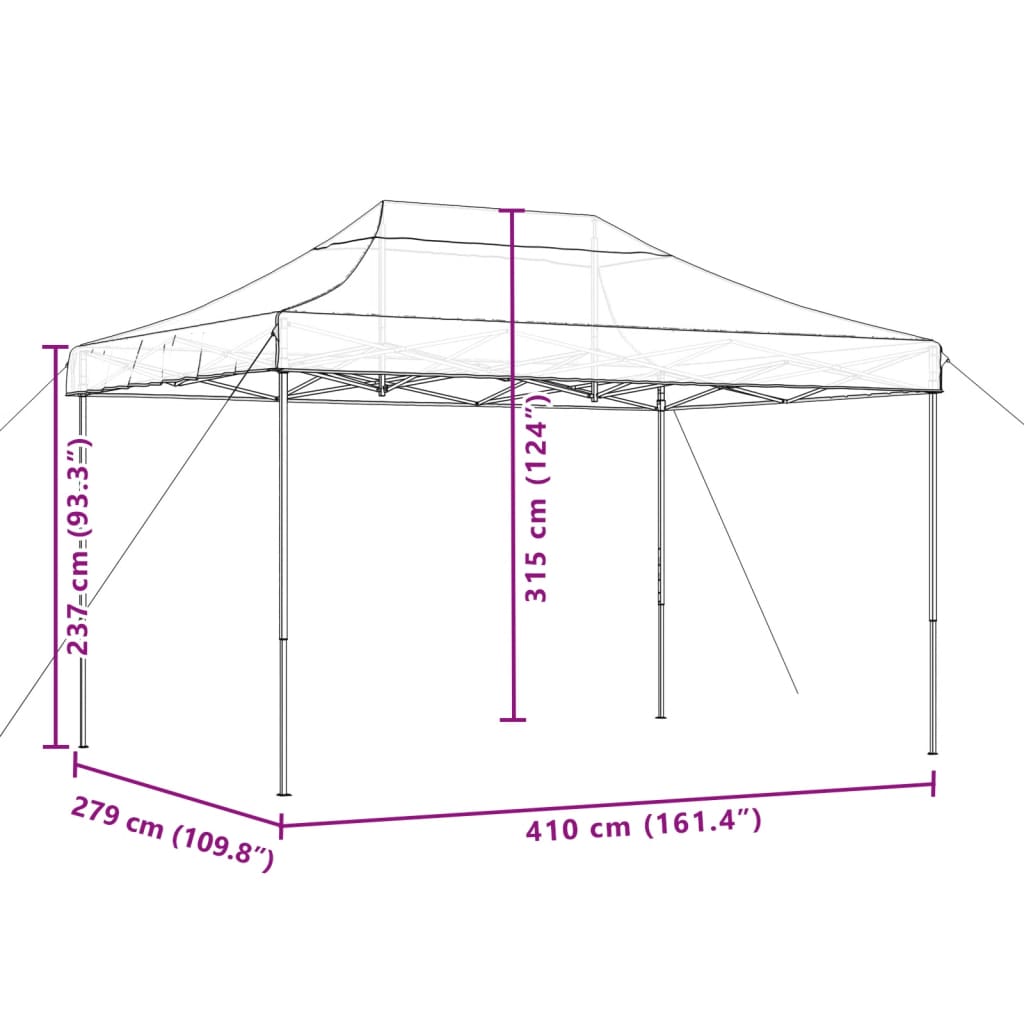 Partytent inklapbaar pop-up 410x279x315 cm oranje