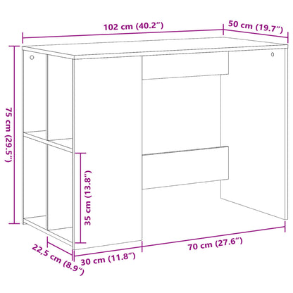 Bureau 102x50x75 cm bewerkt hout zwart