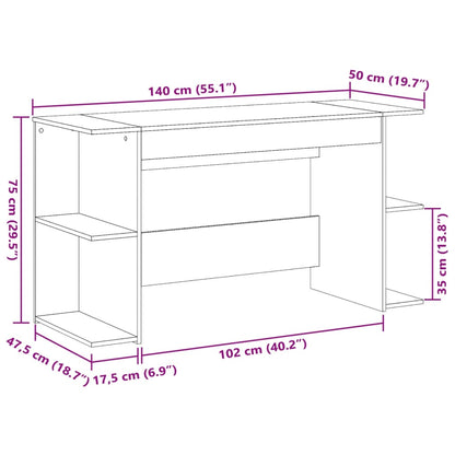 Bureau 140x50x75 cm bewerkt hout bruin eikenkleur