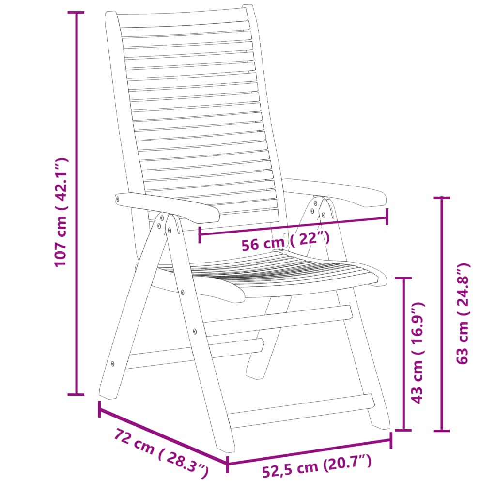 Tuinstoelen 6 st verstelbaar 56x72x107 cm massief acaciahout