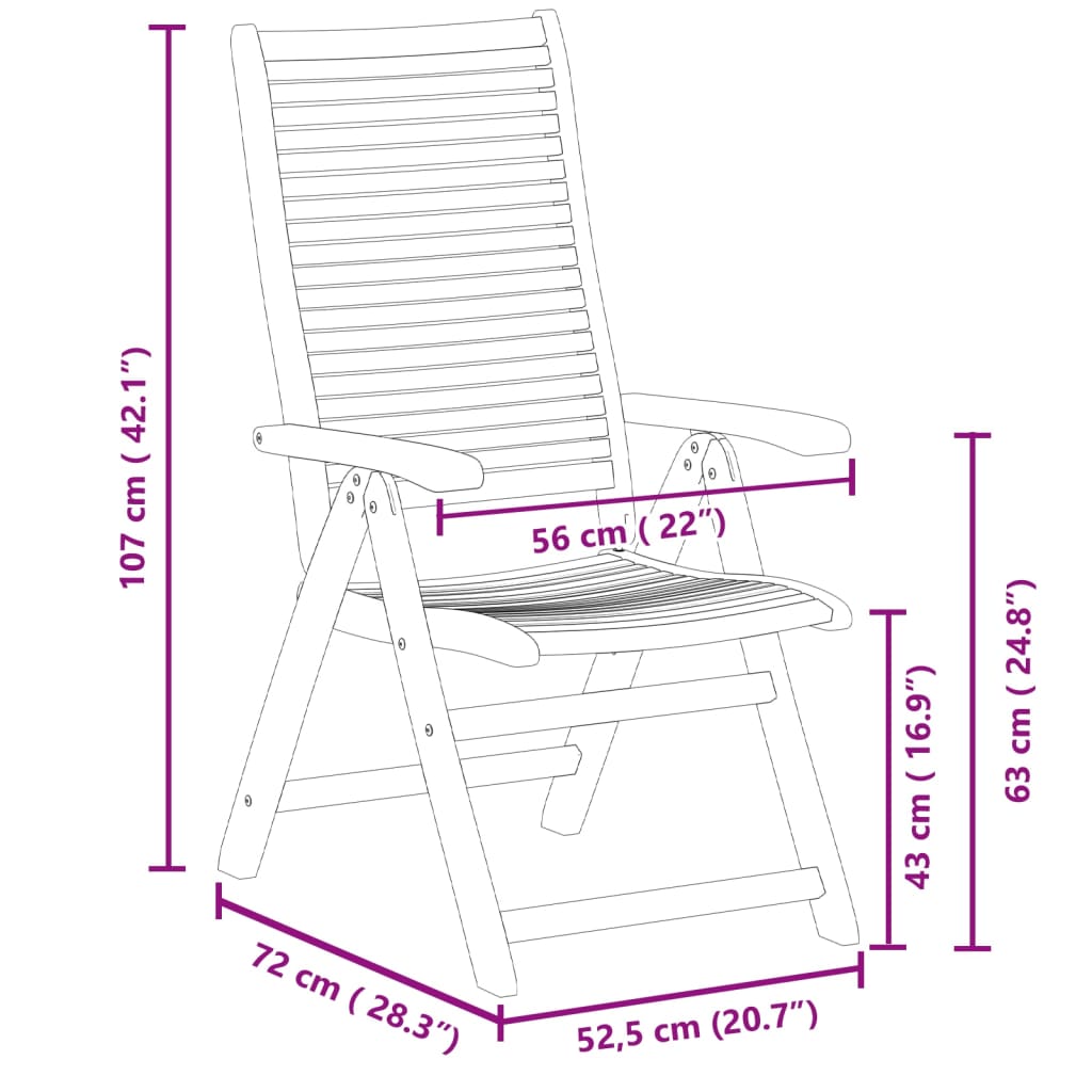 Tuinstoelen 8 st verstelbaar 56x72x107 cm massief acaciahout