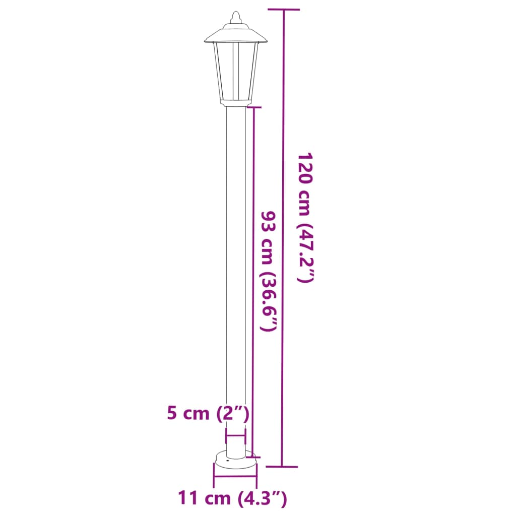 Vloerlamp voor buiten 3 st 120 cm roestvrijstaal zilverkleurig