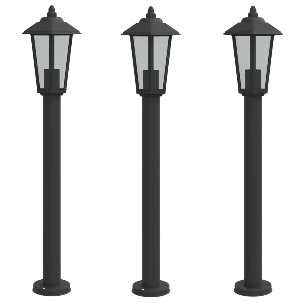 Vloerlamp voor buiten 3 st 80 cm roestvrijstaal zwart