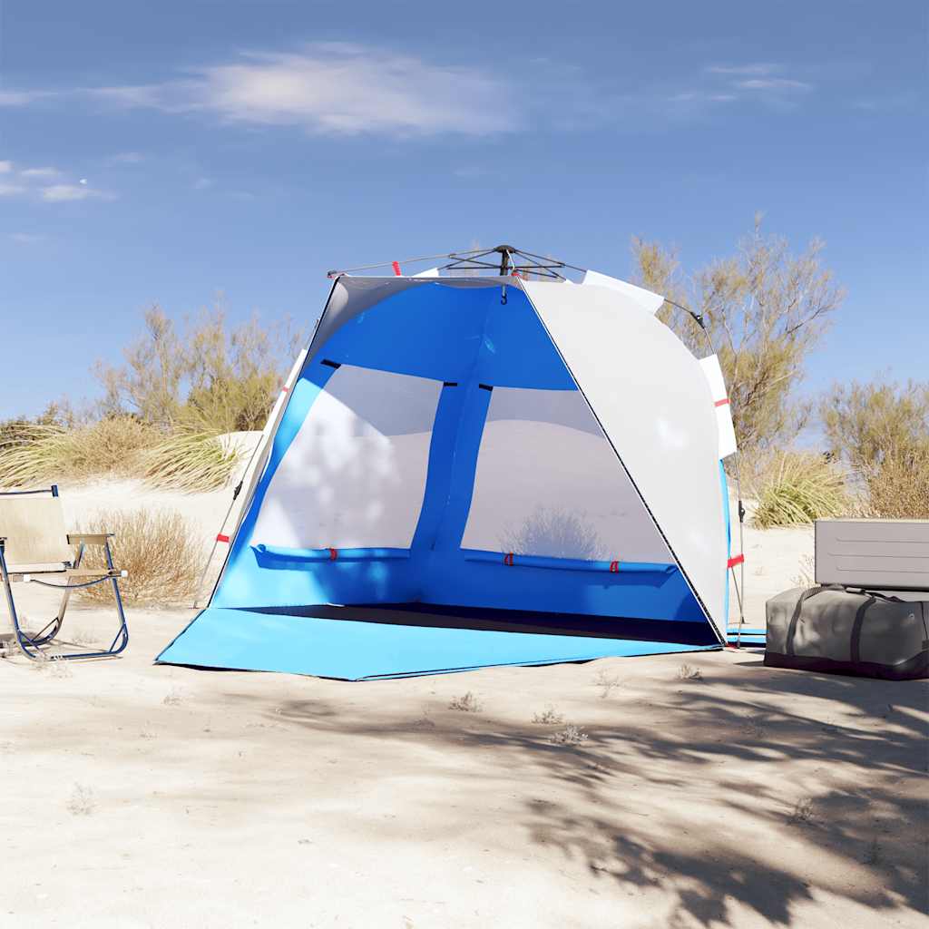 Strandtent 3-persoons waterdicht snelontgrendeling azuurblauw