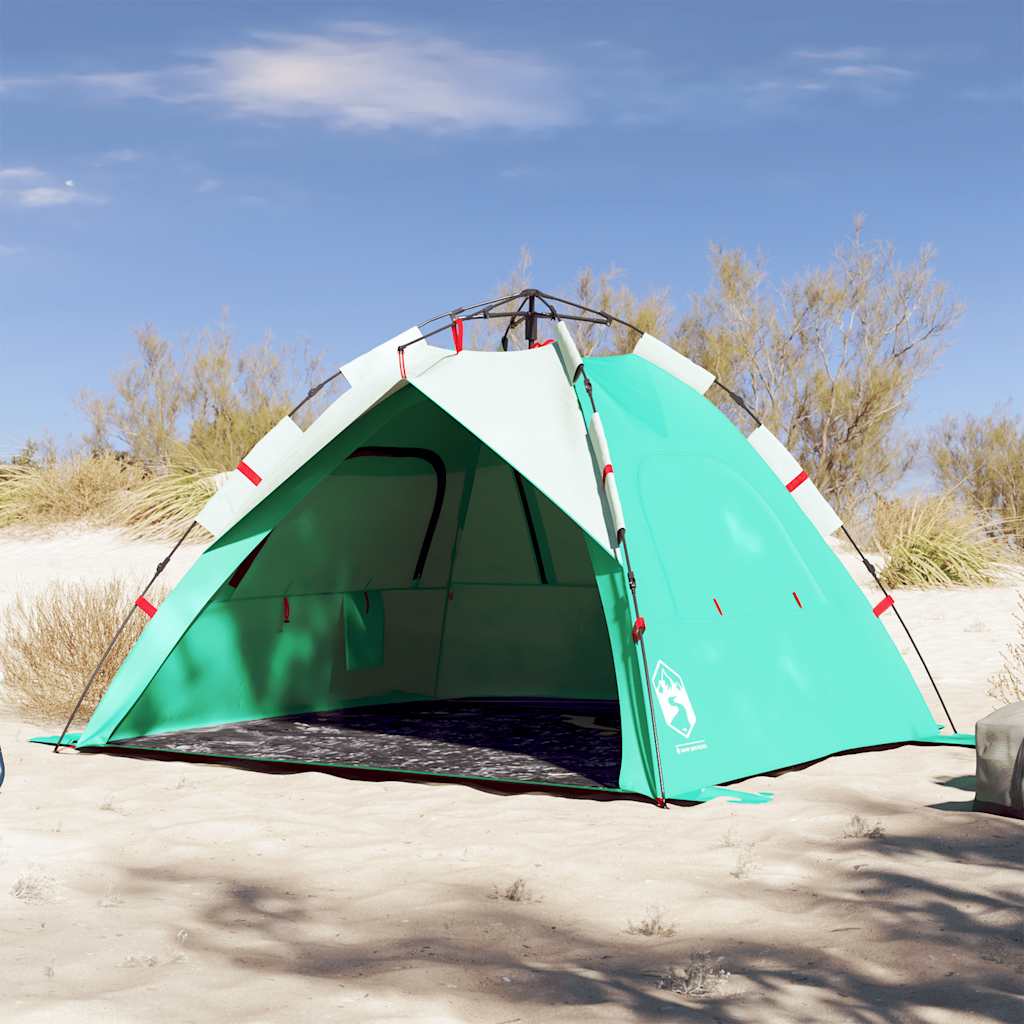 strandtent 3-persoons waterdicht snelontgrendeling zeegroen