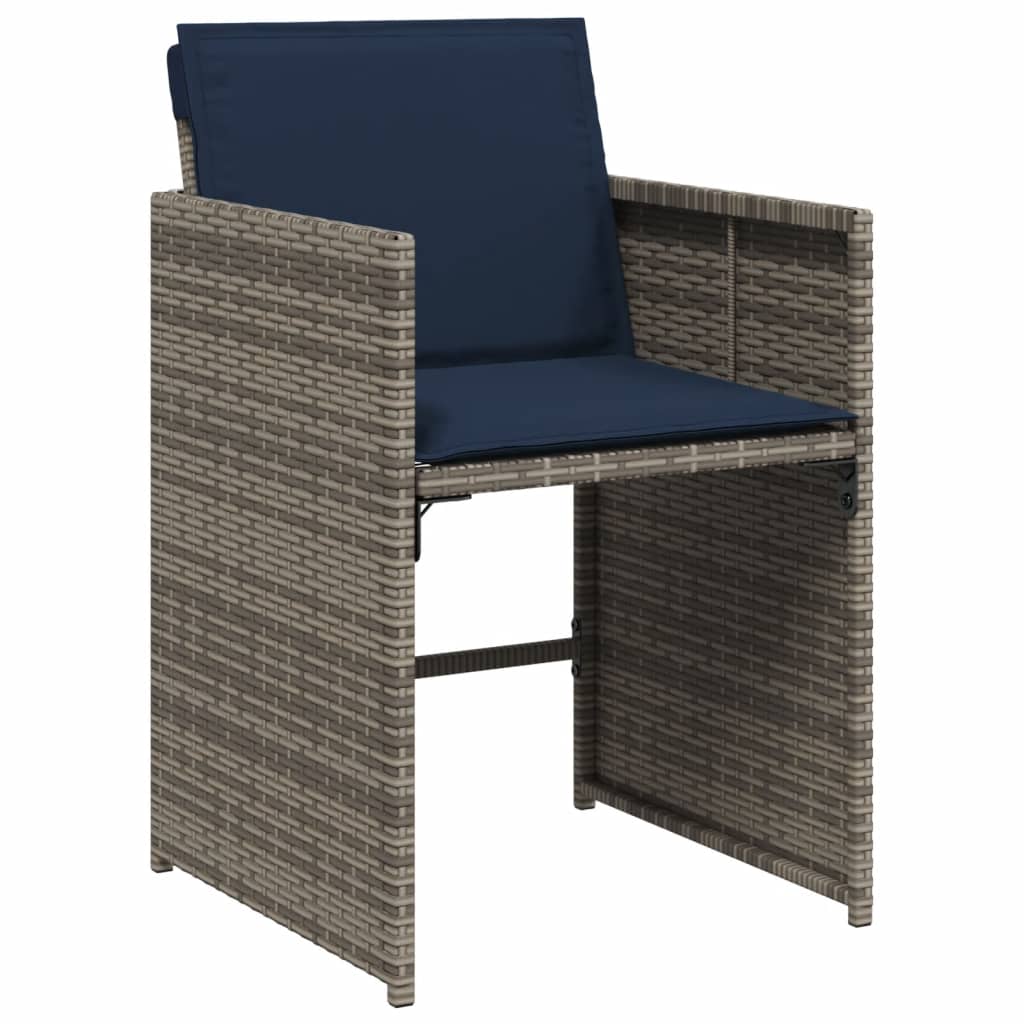 Tuinstoelen 4 st met kussens poly rattan grijs