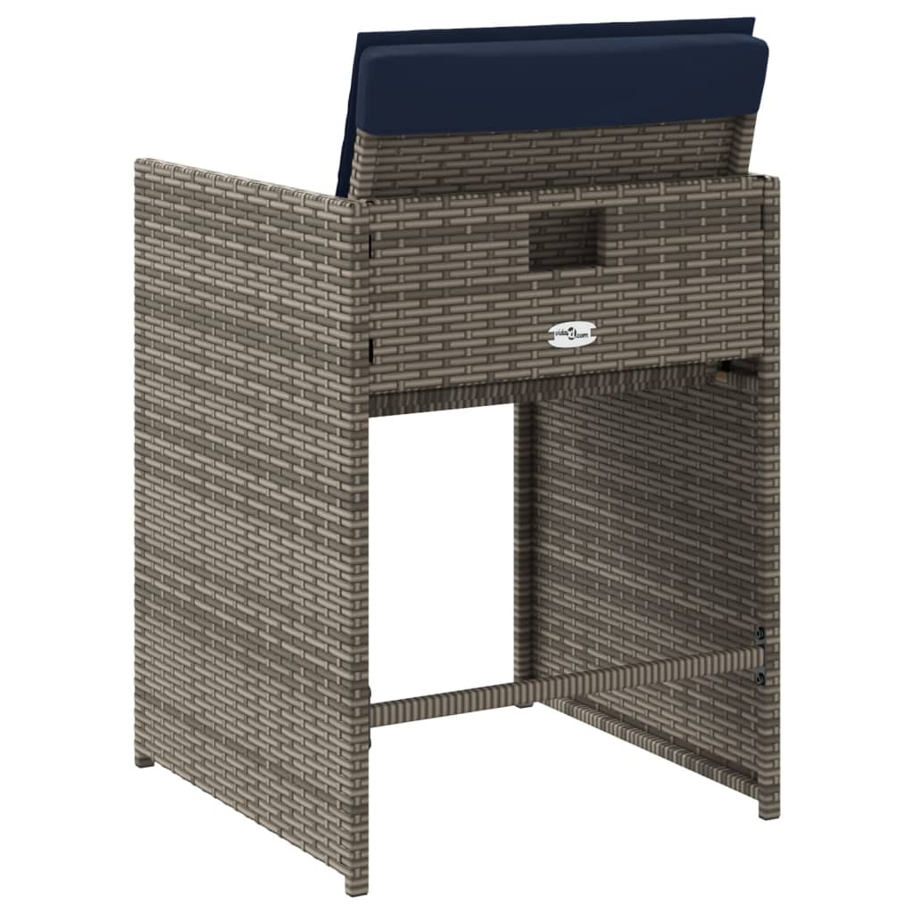 Tuinstoelen 4 st met kussens poly rattan grijs