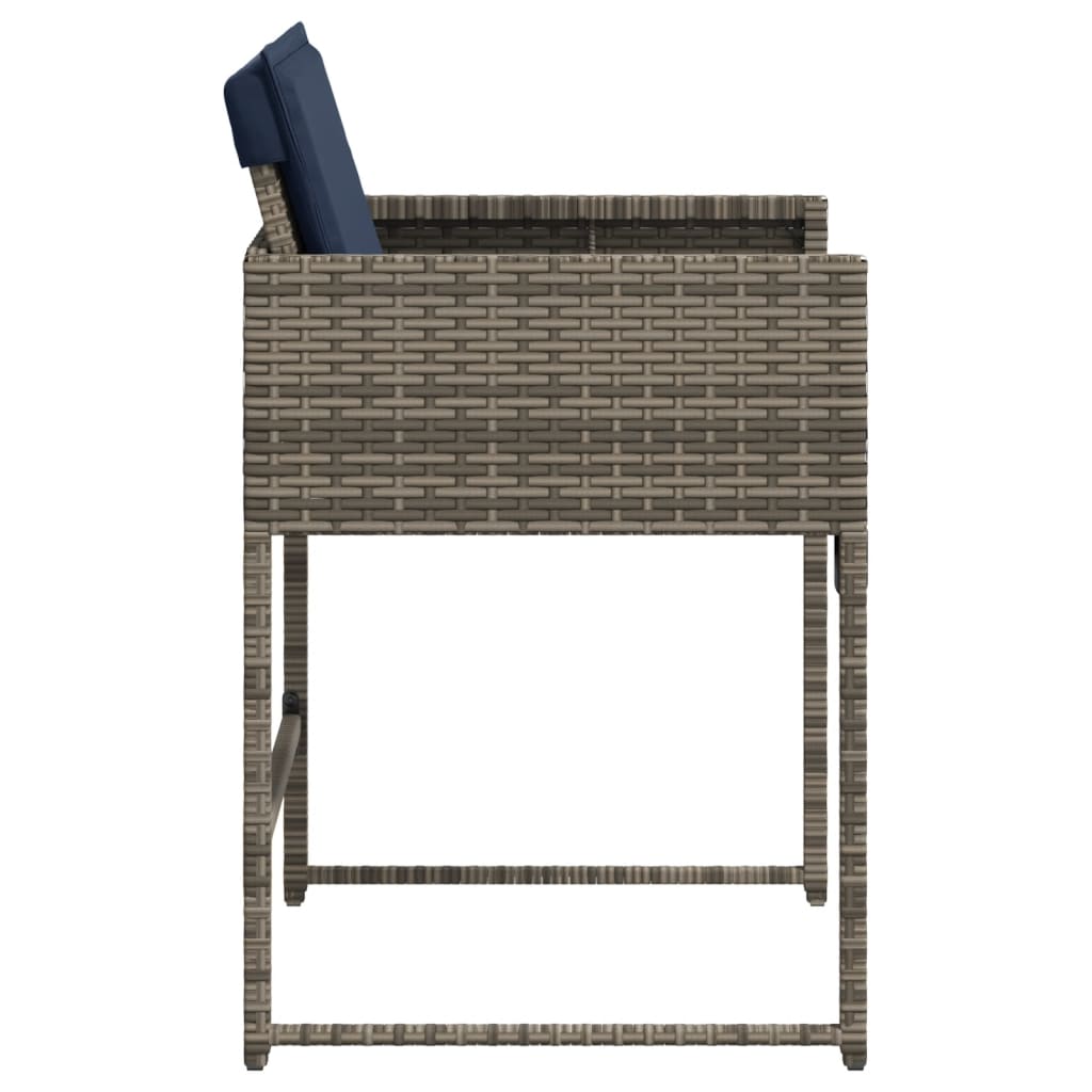 Tuinstoelen 4 st met kussens poly rattan grijs