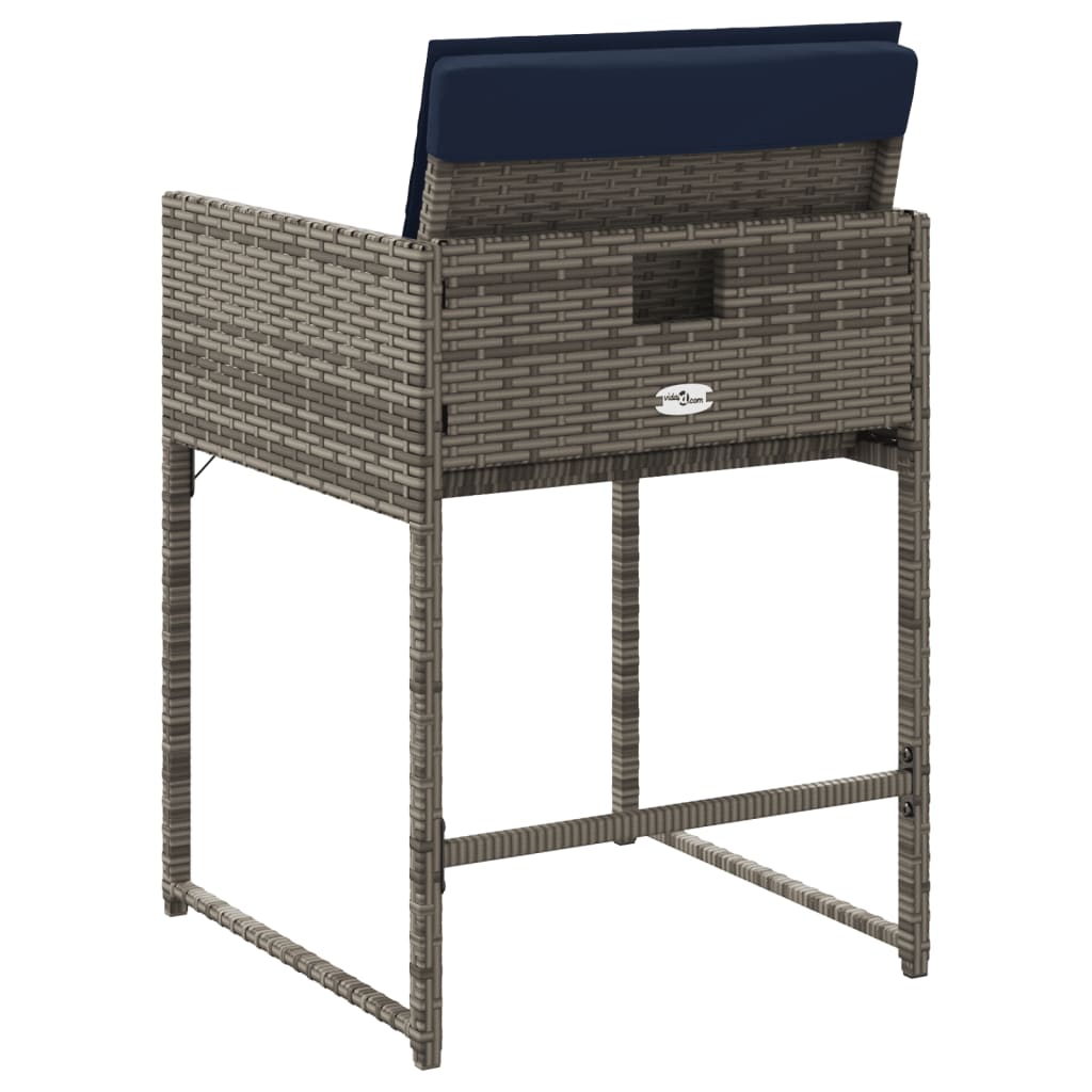 Tuinstoelen 4 st met kussens poly rattan grijs