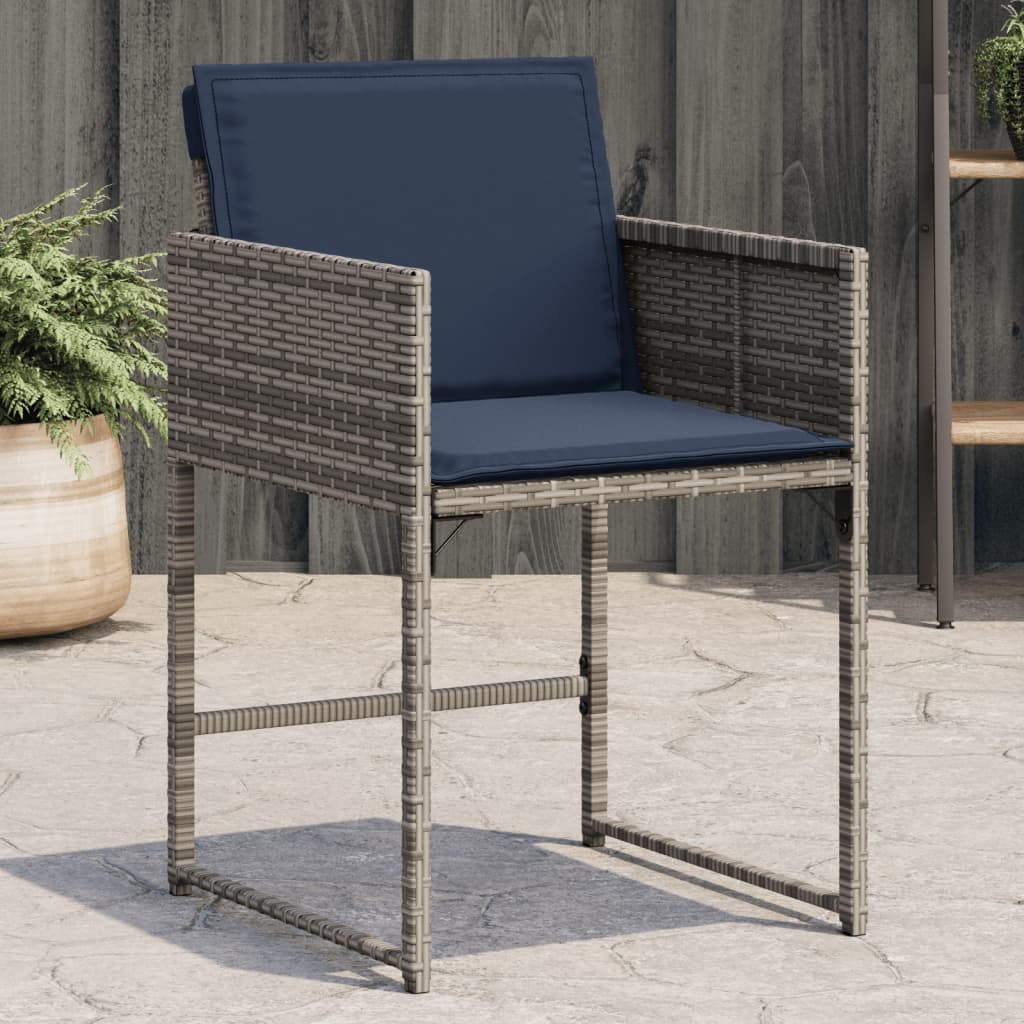 Tuinstoelen 4 st met kussens poly rattan grijs