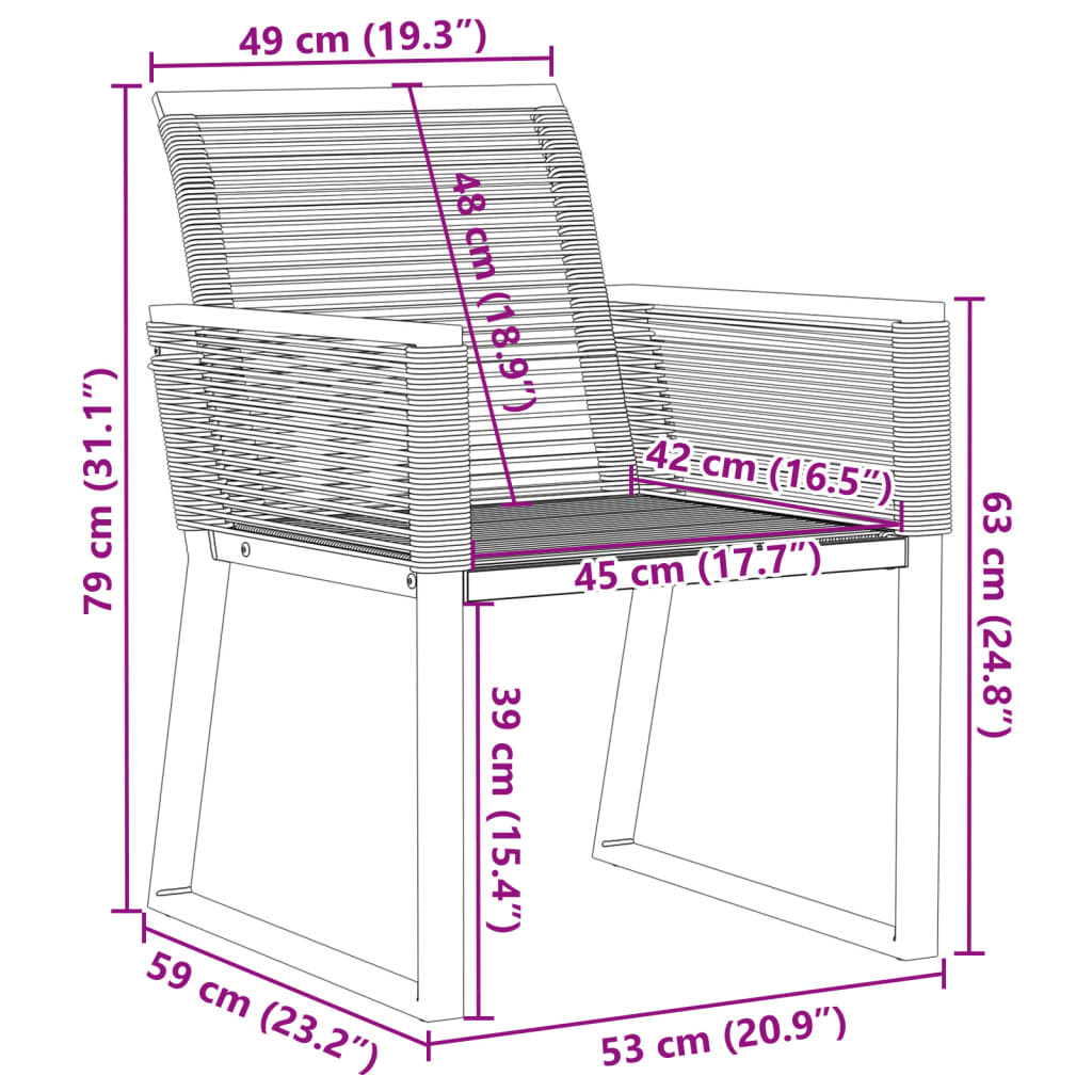 Tuinstoelen 4 st poly rattan zwart