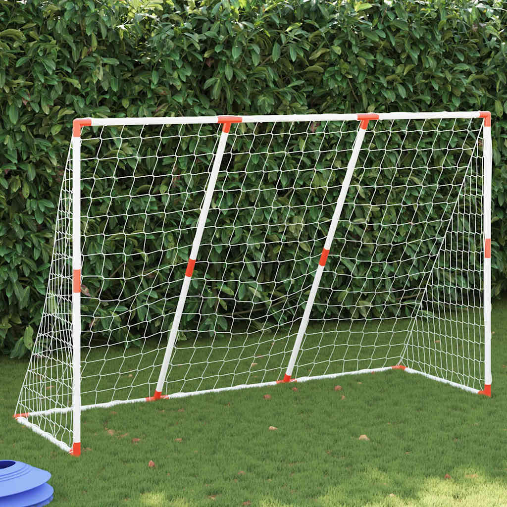 Kindervoetbaldoel met ballen 2-in-1 184x64x124 cm wit