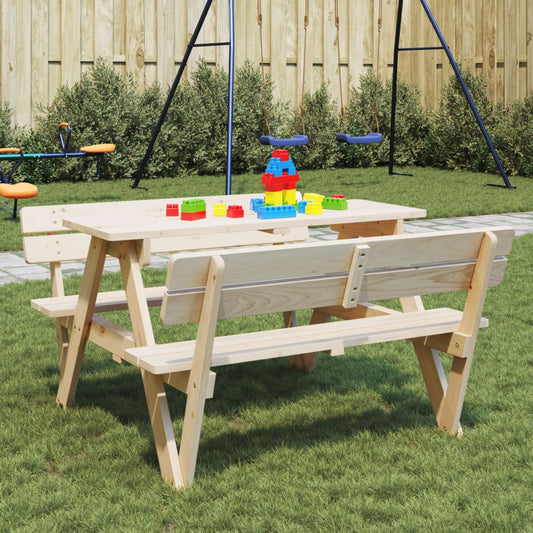 Picknicktafel voor 4 kinderen met parasolgat massief vurenhout