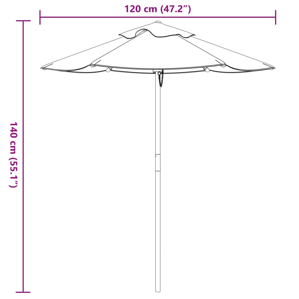 Parasol voor kinderen met houten paal Ø120x140 cm