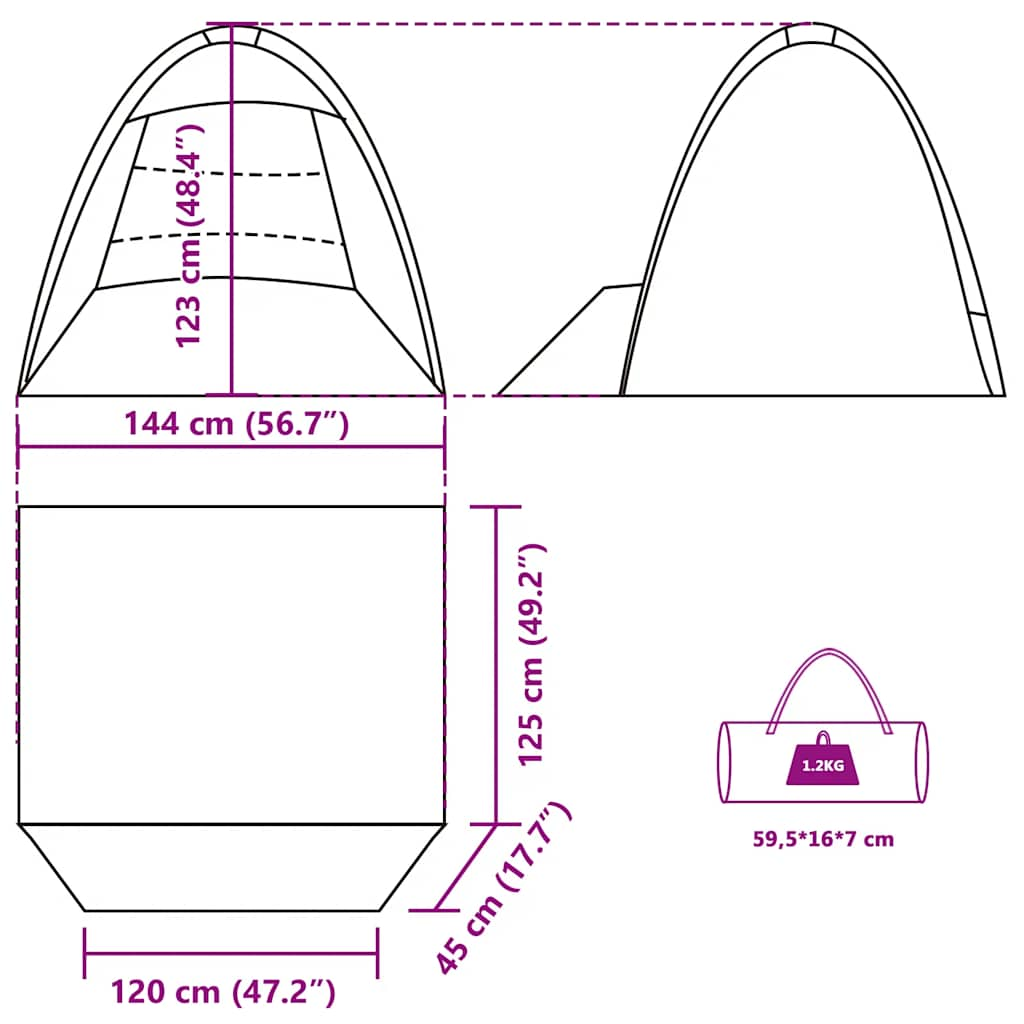 Strandtent 3-persoons waterdicht grijs