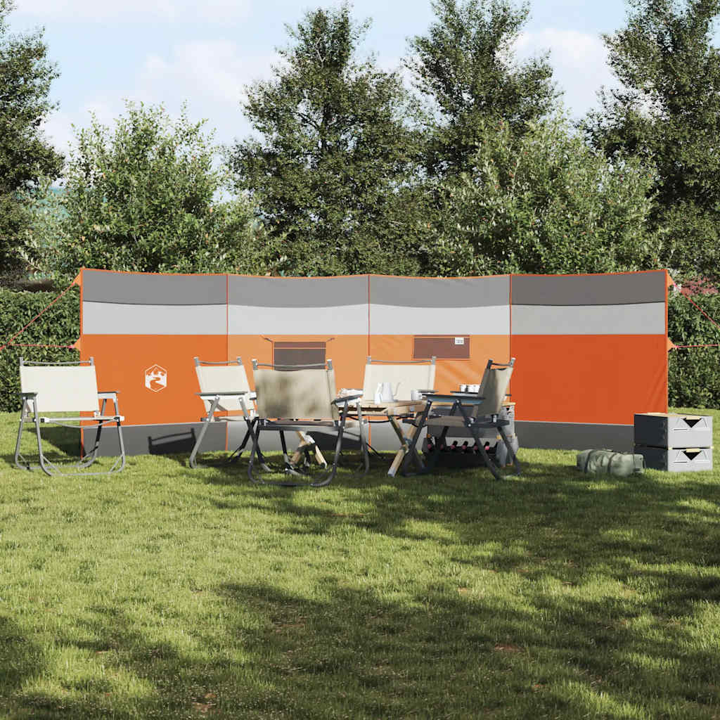 Windscherm camping waterdicht 510x153 cm grijs en oranje