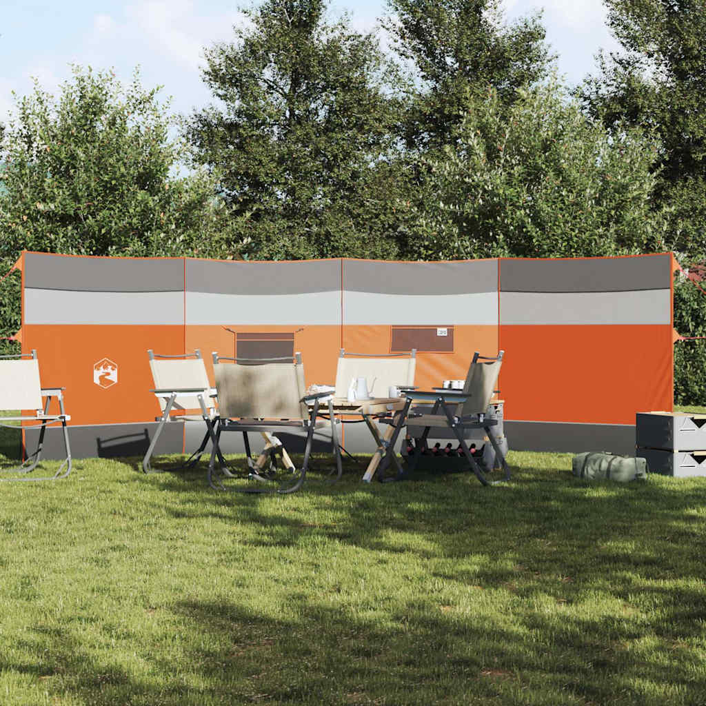 Windscherm camping waterdicht 510x153 cm grijs en oranje