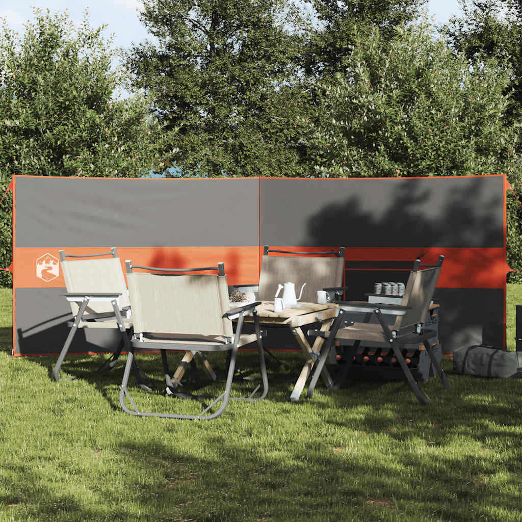 Windscherm camping waterdicht 344x120 cm grijs en oranje