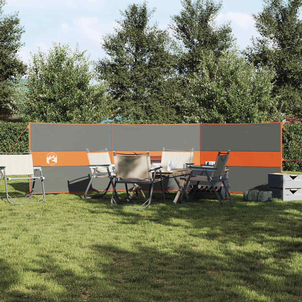 Windscherm camping waterdicht 490x123 cm grijs en oranje