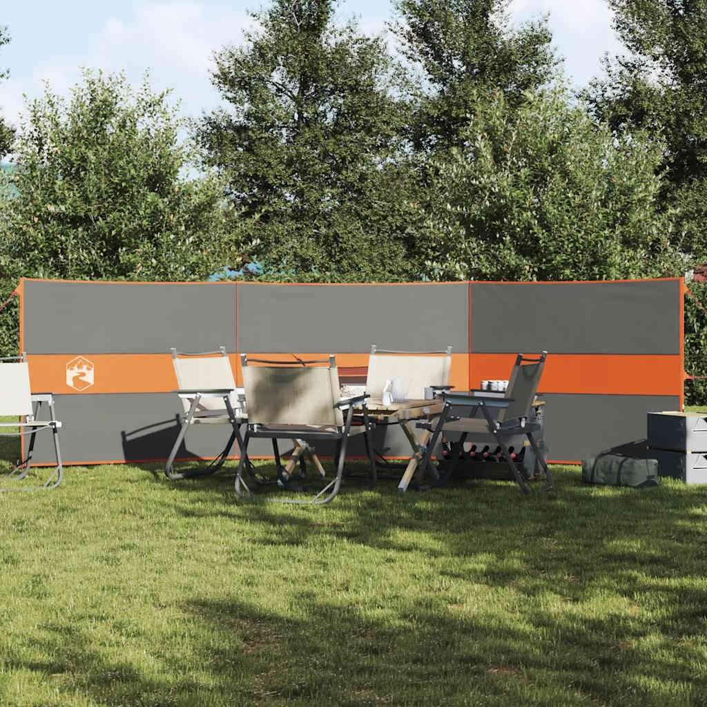 Windscherm camping waterdicht 490x123 cm grijs en oranje